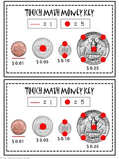 Touch Point Math, Multisensory Math, Counting Money Worksheets, Math Money, Money Math Worksheets, Touch Math, Easy Math, Teaching Money, Money Chart