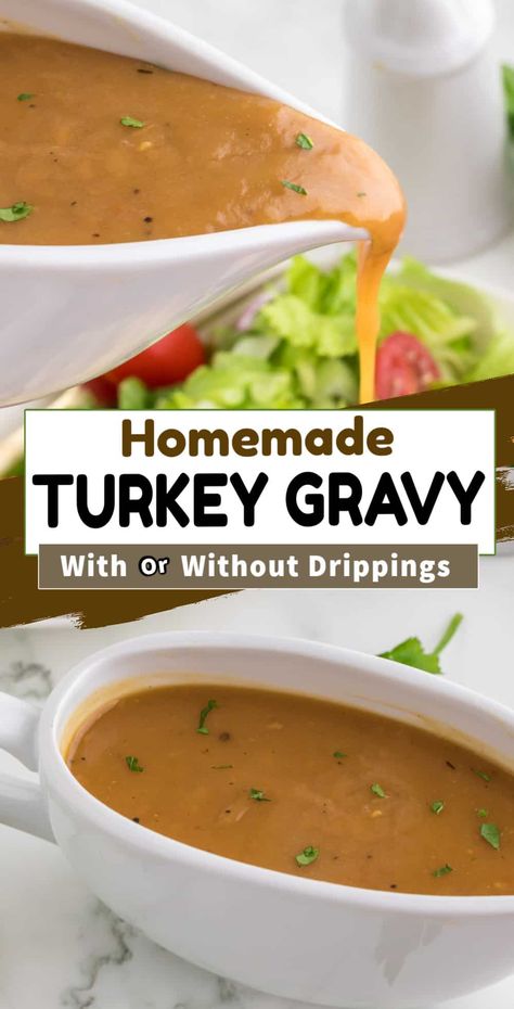 Skip the store-bought stuff and try this foolproof homemade turkey gravy recipe that will elevate any holiday meal or special occasion. Make the perfect turkey gravy each and every time, with or without drippings! Thanksgiving Gravy Recipes, Turkey Gravy Recipe Easy, Best Turkey Gravy, Turkey Gravy From Drippings, Turkey Gravy Easy, Homemade Turkey Gravy, Making Turkey Gravy, Homemade Gravy Recipe, Thanksgiving Gravy