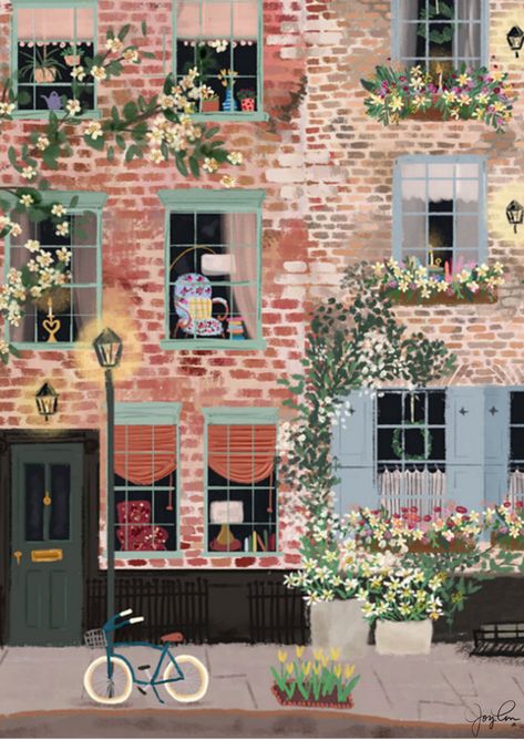 Redécouvrez le plaisir apaisant de confectionner un puzzle avec cette magnifique illustration signée Joy Laforme ! Dénichez tous les jolis détails cachés de cette façade New-Yorkaise en briques : le chaton à la fenêtre, un beau bouquet de fleurs, une jolie bougie... Fabriqué en France - 1000 pièces Coup de coeur pour les jolis puzzles made in France par Saperlipuzzle Joy Laforme, Ellie Rose, Pioneer Clothing, Rose Ideas, Pioneer Dress, Animal Illustrations, Around The Corner, Art Paint, Modest Outfits