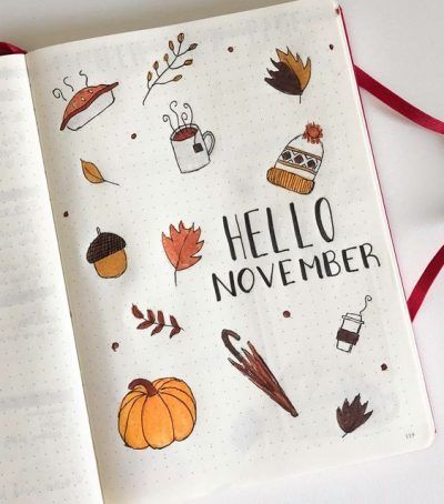 November Bullet Journal Ideas, Hello October Images, Autumn Bullet Journal, Bullet Journal Collections, Journal Monthly Cover, Bullet Journal Monthly Cover, November Images, November Bullet Journal, Weekly Log