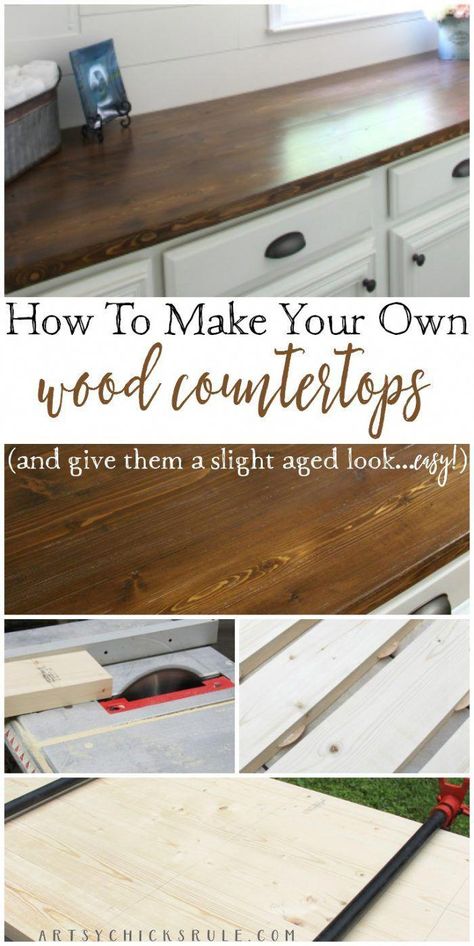 Cheap Diy Home Improvements, Cocina Diy, Diy Home Improvements On A Budget, Diy Muebles Ideas, Wood Countertop, Decor Ikea, Diy Holz, Wood Countertops, How To Make Diy