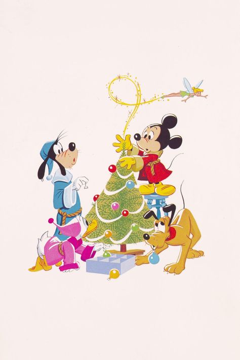 Disney Christmas Wallpaper, Disney Christmas Cards, Vintage Disney Christmas, Christmas Card Book, Wallpaper Natal, Cartoon Disney, Painted Illustration, Xmas Wallpaper, Disney Artists