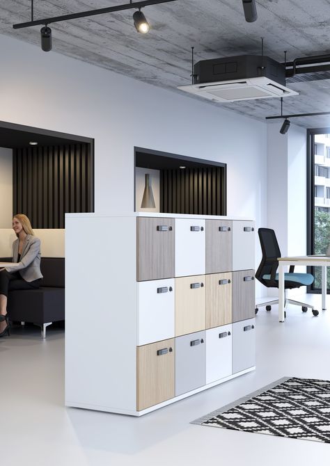 Modular Lockers - Elite Office Furniture UK Limited Cartoon Cafe, Office Furniture Uk, Locker Designs, Modular Cabinets, Modular Office Furniture, Office Lockers, Open Space Office, Office Furniture Design, Office Layout