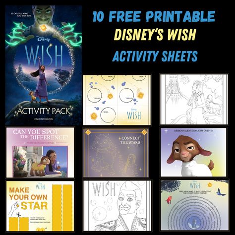 FREE WISH PRINTABLE ACTIVITY SHEETS | Disney Wish #WishMovie Disney Wish Party Theme, Disney Wish Party, Wish Party Theme, Disney Wish Birthday Party Ideas, Disney Wish Birthday Party, Brownies Ideas, Wish Disney, Printable Activity Sheets, Babysitting Ideas