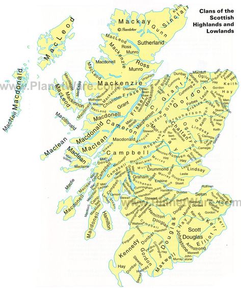 Map of Clans of the Scottish Highlands and Lowlands | PlanetWare Clan Buchanan, Clan Macleod, Map Of Scotland, Scotland History, Scotland Map, Scottish Ancestry, Scotland Forever, Family Tree Genealogy, Celtic Heritage