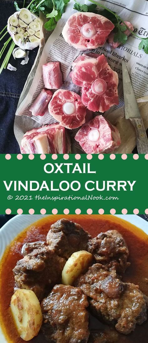 Raw beef oxtails in newspaper  and cooked beef oxtails and potatoes in a red gravy in a white plate Curried Oxtail Recipes, Smothered Oxtails And Gravy, Oxtail Curry Recipe, Curry Oxtails, Oxtail Curry, Cooking Oxtails, Beef Oxtail, Vindaloo Curry, Oxtail Recipes