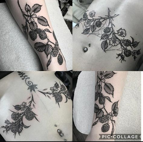 Elderberry Tattoo, Blackberries Tattoo, Shaded Tattoos, Pnw Plants, Ink Reference, Blackberry Tattoo, Boss Tattoo, Good Tattoo, Horrible Tattoos