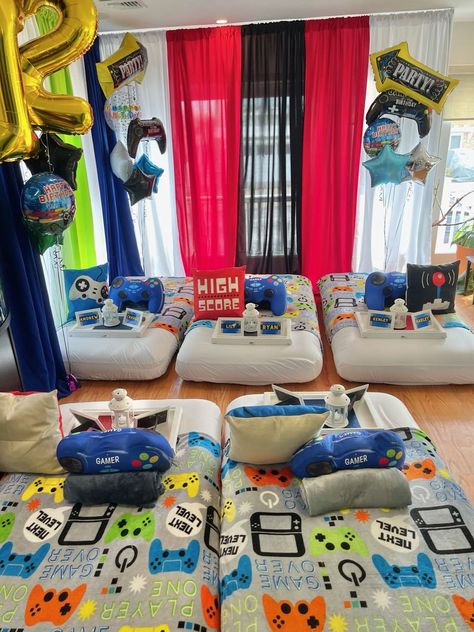 Game Time - Sleepover Party Shop Boys Sleepover Party Ideas 12th Birthday, Video Game Sleepover Party, Boys Birthday Sleepover Ideas, Boy Slumber Party Ideas, Sleepover Ideas Boys, Boy Sleepover Party Ideas, Boy Sleepover Ideas, Boys Sleepover Party Ideas, Boys Sleepover Ideas