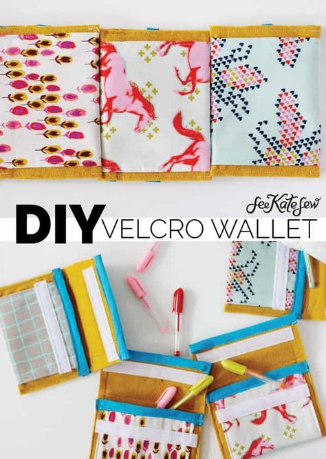 cotton + steel velcro wallet tutorial - see kate sew Sewing Tote Bags, Velcro Wallet, Sewing Club, Fat Quarter Projects, Wallet Sewing Pattern, Crochet Wallet, Sew Wallet, Camping Diy, Boy Sewing