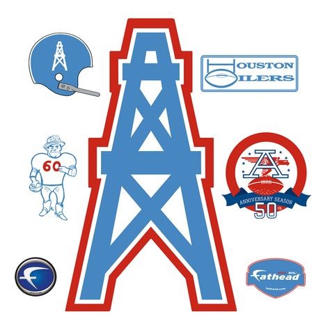 Houston Oilers: Original AFL Logo - Giant Officially Licensed NFL Removable Wall Decal Tennessee Titans Football, Texans Logo, Houston Texans Football, Titans Football, Texans Football, American Football League, Houston Oilers, Wall Graphic, Hometown Pride