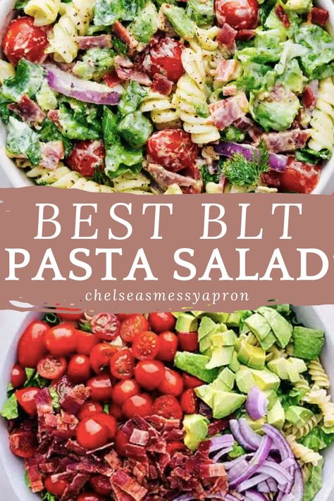 Blt Tortellini Pasta Salad, Pasta Salad Recipes Bacon, Blt Salad Dressing, Blt Salad With Pasta, Everything Salad, Blt Pasta Salad Recipe, Blt Pasta Salad, Pioneer Woman Pasta Salad, Blt Salad Recipe