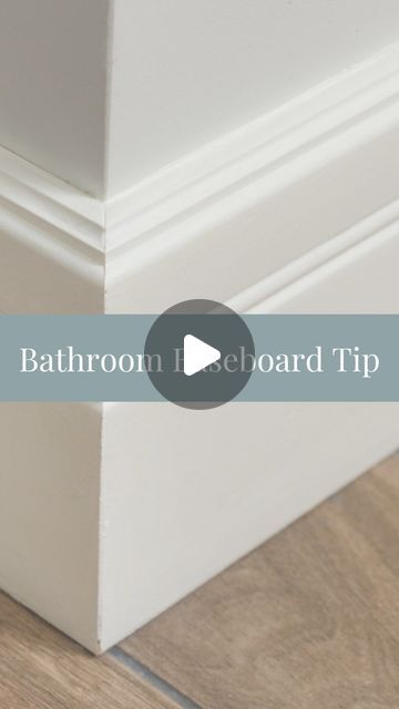 Christine | @honeybuilthome on Instagram: "Who has MDF baseboards? This seems to be a common builder choice (maybe just a west coast thing?) but for bathrooms, it’s NOT a good choice.   MDF is not water proof 💧 This means that when your kids splash, your dog shakes, or your toilet overflows 🤢 you’re going to have water damage.   I opted to replace my bathroom baseboards with PCV because it’s waterproof! The only cons of this is that it’s a bit more expensive, and there aren’t as many style options.   If you’re renovating a bathroom, or building one from the start, then I suggest going with PCV baseboards to save you work later. The install is the exact same: cut with your miter saw, brad nail them in place, caulk & paint to finish! 🏠   So tell me: are MDF baseboards just a west coast th Bathroom Moulding Ideas, Bathroom Trim Ideas, Tile Baseboard Bathroom, Bathroom Molding On Walls, Trim In Bathroom, Bathroom Baseboard Ideas, Bathroom Baseboard, Tile Baseboard, Tall Baseboards