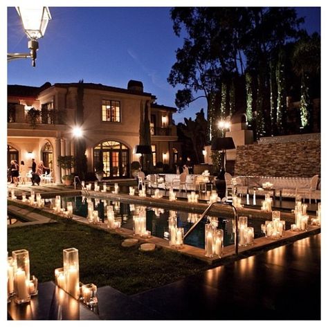 Backyard Wedding Pool, Floating Pool Candles, Pool Candles, Pool Wedding, Romantic Candles, Outdoor Candles, Pool Decor, Floating Candles, Wedding Mood