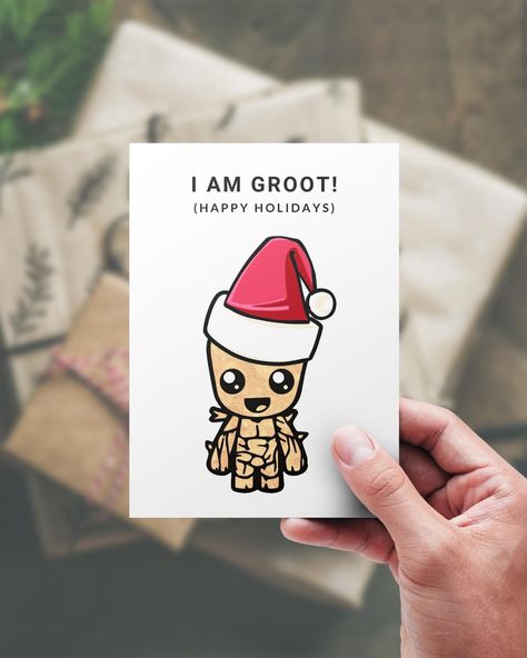 Marvel Christmas Cards, Marvel Christmas Card, Groot Christmas, Disney Christmas Cards, Christmas Marvel, Nerd Christmas, Marvel Cards, Fun Christmas Cards, Christmas Note