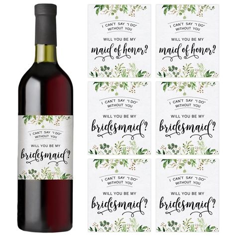 2 Maid Of Honor, Bridesmaid Wine Bottle Labels, Bridesmaid Proposal Wine, Unique Wine Bottles, Bridesmaid Wine Label, Wedding Wine Gift, Bridesmaid Wine, Bridesmaids Gift Sets, Asking Bridesmaids