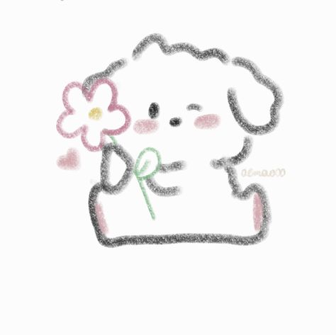 Matching Pfp With Flowers, Puppy Love Drawing, Silly Dog Doodle, Girly Doodles Easy, Doodles Of Dogs, Bday Doodles, Cute Dog Doodles, Doodles Dog, Puppy Drawing Easy