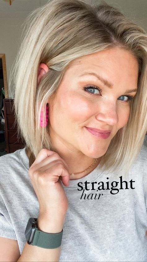 Beth Kohler | Here’s is a quick reel on how I style my hair straight and get the volume. My best tips are… 1. If you already have straight hair, don’t… | Instagram Beth Kohler, Bobs Video, Straight Lobs, Straightening Curly Hair, Lob Styling, Makeup For Moms, Curly Hair Photos, Short Straight Hair, Volume Hair