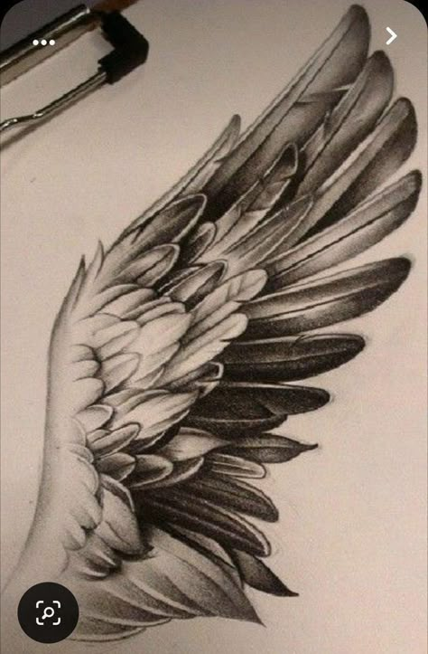 Wing Sketch Tattoo, Realistic Wing Tattoo Designs, Drawings Of Angel Wings, Angel Wing Sketch, Wings Sketch Tattoo, Realistic Wings Tattoo, Angel Wings Realistic, Angel Wings Sketch, Realistic Angel Wings