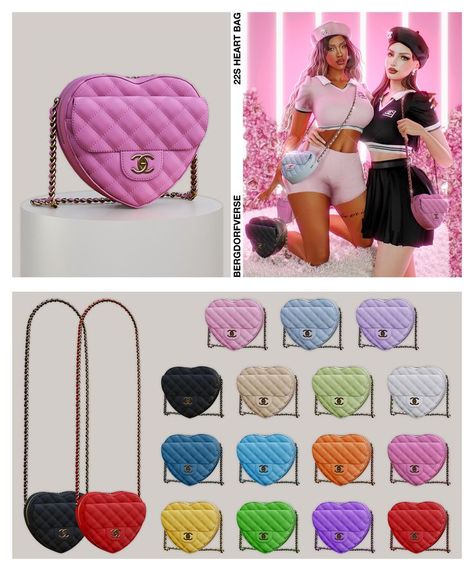 Sims 4 Cc Crossbody Bag, Sims 4 Cross Body Bag Cc, Sims 4 Cc Purse Patreon, Sims 4 Cc Heart Clothes, Sims 4 Bergdorfverse, Sims 4 Bags Accessories, Sims 4 Bookbag, Sims 4 Chanel Bag, Sims4 Bag Cc