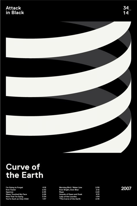 Attack in Black – Curve of the Earth – Album cover design in a Swiss minimalist style. 타이포그래피 포스터 디자인, Swiss Design, Album Cover Design, Design Minimal, Typography Inspiration, Corporate Design, Design Reference, Graphic Design Posters, Visual Design