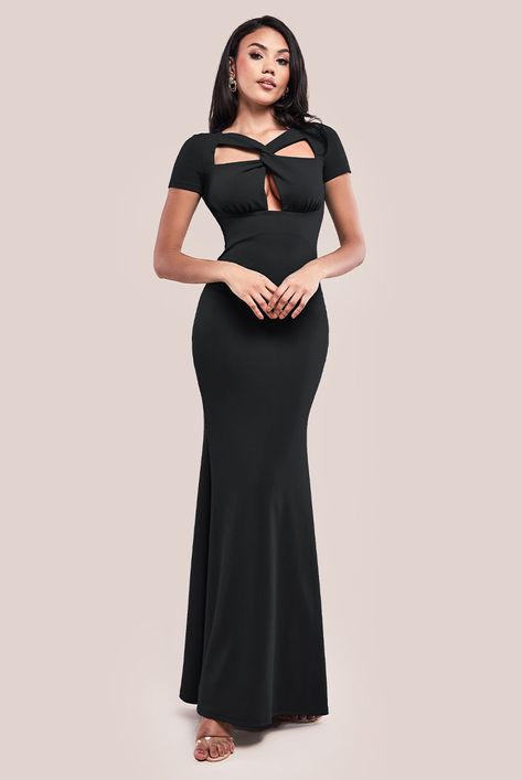 Focal Point Drawing, Point Drawing, Bridesmaid Duties, Timeless Glamour, Cutout Maxi Dress, Black Tie Affair, Steal The Spotlight, Evening Dresses Long, Crepe Fabric