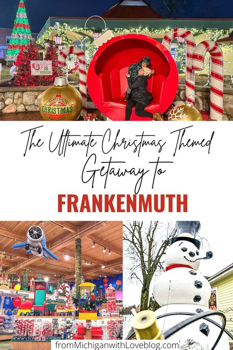 Looking to treat your little one on an epic getaway to the most Christmasy town in the Midwest? Here's how to enjoy a Christmas getaway to Frankenmuth, Michigan. Christmas In Michigan, Frankenmuth Michigan Things To Do, Frankenmuth Michigan Christmas, Frankenmuth Christmas, Michigan Travel Winter, Midwest Family Vacations, Midwest Weekend Getaways, Michigan Day Trips, Christmas Trips