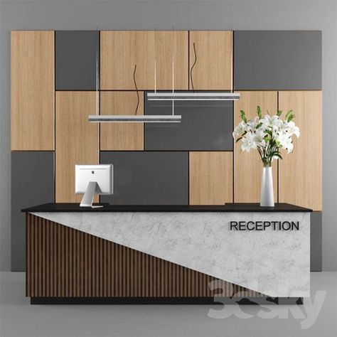 Commercial Office Interior Design, Column Decoration Ideas, Office Reception Table Design, Office Counter Design, Reception Counter Design, Design Office Interior, Reception Area Design, Modern Column, Reception Table Design