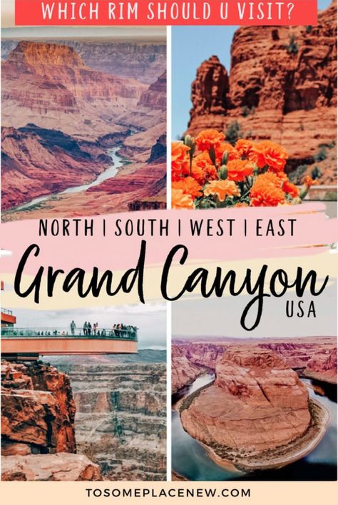 Grand Canyon North Rim vs South Rim: Tours & Day Hikes - tosomeplacenew Hiking Grand Canyon, North Rim Grand Canyon, South Rim Grand Canyon, Grand Canyon North Rim, Grand Canyon West Rim, Arizona Grand Canyon, Havasupai Falls, Grand Canyon West, Grand Canyon Railway