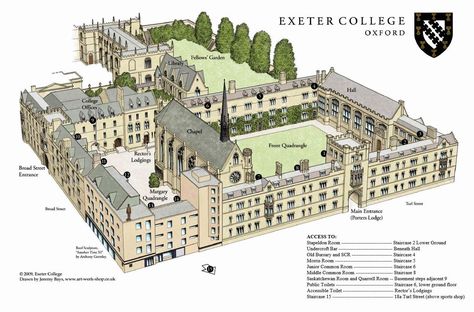 Oxford Map, College Rooms, Exeter College, Oxford College, School Building Design, School Interior, Trinity College, Brutalist Architecture, School Building