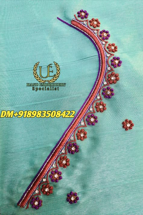 Hand Embroidery Specialist Simple French Knot Aari Work, French Knot Embroidery Blouse, French Knot Blouse Designs, French Knot Aari Work Design, French Knot Embroidery Designs Blouse, Thread Work Blouse Designs Latest, Knot Work Embroidery Blouse, Simple Thread Embroidery Blouse Designs, Aari Thread Work Blouse Designs