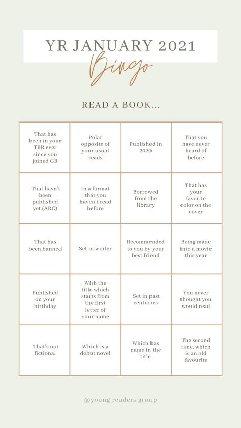 A bingo challenge in the new year to expand reading tastes and observational skills! Made by our own mods, with the help of canva.com :) Wellness Bingo, Icebreaker Bingo, Conference Call Bingo, Bingo Challenge, Living In The Present, Bingo Template, Mindfulness Activities, Live In The Present, Time Design