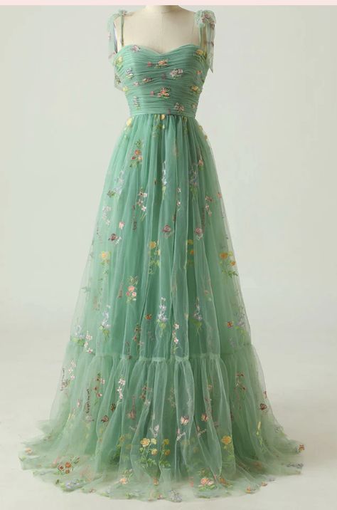 Fairytale Bridesmaid Dresses, Floral Tulle Prom Dress, Heidi Cartoon, فستان زهري, Mint Green Prom Dress, Princess Party Dress, Floral Dress Formal, Long Formal Gowns, Dress Graduation