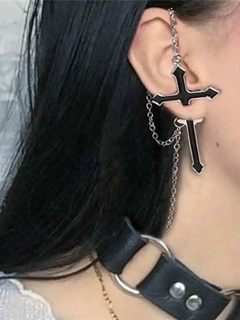 Halloween Punk Black Cross Drop Earrings | Hekka Ear Cuff Women, Dropshipping Shopify, Dropshipping Suppliers, Fashion Kawaii, Goth Earrings, Earrings Aesthetic, Shopify Dropshipping, Gothic Earrings, Ear Earrings