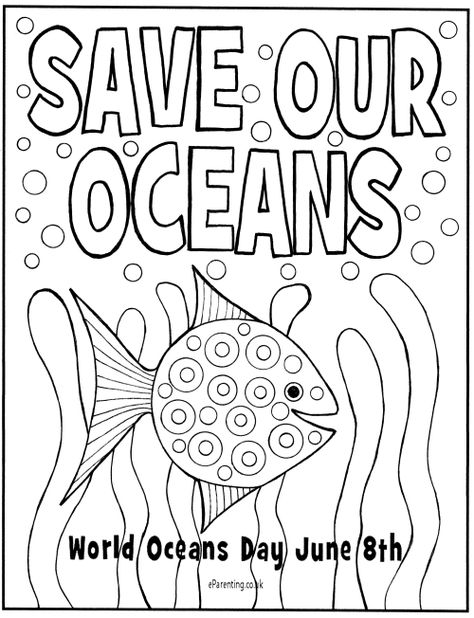 World Oceans Day Free Printable Colouring Picture World Ocean Day Craft, World Ocean Day Activities For Kids, World Ocean Day Activities, Clean The Ocean Activity, World Ocean Day Art, Oceans Of The World Worksheet, Clay Jellyfish, World Ocean Day, World Oceans Day