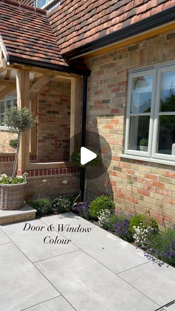 Beth Aspinall on Instagram: "Morning! Our Exterior window’s & door colour... The paint colour used, on our exterior doors, windows, garage & Orangery is RAL 7032 - also known as ‘Pebble Grey’ & can be mixed at any reputable diy store. The windows, are hardwood and were originally a dark brown colour, so we decided to have them painted & the difference it made to the house, was incredible. The colour is best described as more of a greenish tone than grey & is very timeless in appearance. Save for inspiration! 😊 Have a lovely Thursday xx  #paint #colour #exterior #exteriordesign #windows #window #door #doors #entrance #garage #summerhouse #decor #viralreel #reeltrending #house #countryhouse #styleinspo #inspiration #homeandgarden #designinspo #ral #housegoals #timeless #ideas #painted #hard Cottage Windows Ideas, Windows Colour Ideas, Rationel Windows And Doors, Window Colours Ideas Exterior, Ral 7032 Pebble Grey, Summerhouse Decor, Porch Extension, Front Of House Ideas, Door Colour