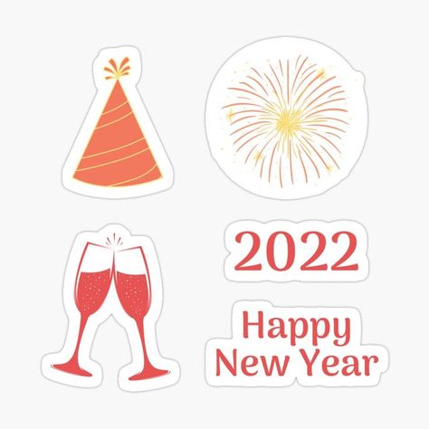 Happy New Year 2024 Stickers, New Years Stickers, New Year Stickers Free Printable, Happy New Year Digital Stickers, Happy New Year Stickers, New Years Stickers 2022, New Eve, Bullet Journal Writing, New Years Party