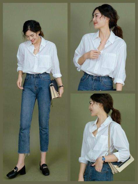 Casual College Outfits, Korean Casual Outfits, Foto Tips, Casual Day Outfits, Elegante Casual, Classy Work Outfits, Stylish Work Outfits, Casual Chic Outfit, Casual Work Outfits