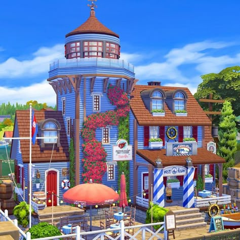 Sims 4 Lighthouse Build, Sims Lighthouse, Lighthouse Sims 4, Brindleton Bay Sims 4, Sims 4 Brindleton Bay House, Sims 4 Brindleton Bay, Sims Exterior, Lighthouse House, Sims4 Ideas