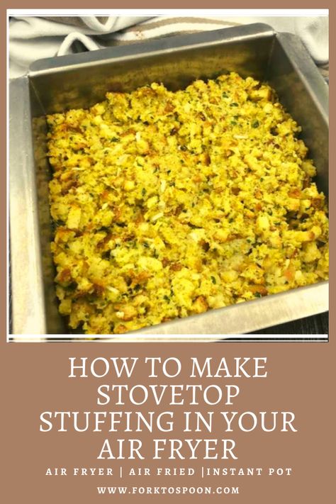 A very easy side dish, but it will save you a ton of time and space while you are cooking your Thanksgiving meal. #cornbreadrecipe, #cornbread, #airfryerrecipes, #airfryer, #airfryerrecipeseasy, #airfryercornbreadrecipe, #airfryercornbread, #stovetopstuffing, #stovetopstuffingrecipes, , #stovetopstuffingrecipesthanksgiving, #airfryerfriedcornbread, #airfriedcornbread, #friedcornbreadinairfryer Stuffing Recipe With Sausage, Air Fryer Stuffing, Homemade Stove, Stovetop Stuffing, Stove Top Stuffing Meatloaf, Stove Top Stuffing Recipes, Recipe With Sausage, Stuffing Ingredients, Recipes Air Fryer