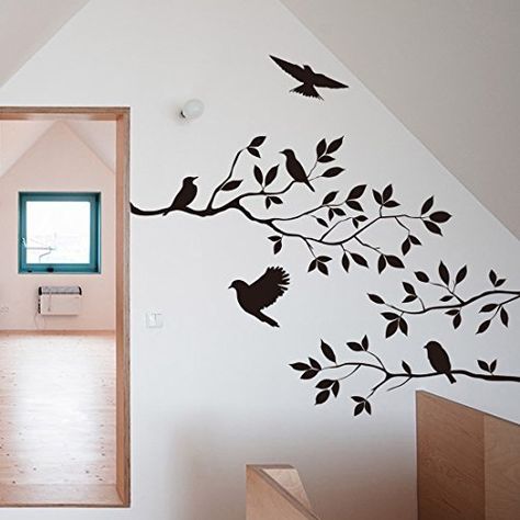 Black Bird Tree Branch Wall stickers Wall Decal Removable Art Home Mural Decor ** Read more  at the image link. (Note:Amazon affiliate link) Wall Stickers Bedroom Aesthetic, Monster Wall, Tree Branch Wall, Cheap Wall Stickers, Kitchen Wall Stickers, Vinyl Wall Quotes, Wall Decals For Bedroom, Room Stickers, Wall Decor Decals