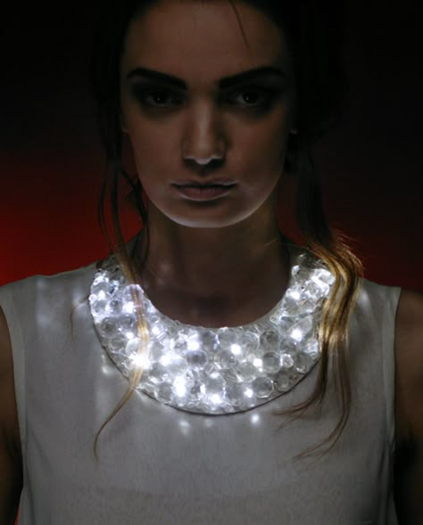 Led Necklace, Soft Circuits, Led Necklaces, Smart Textiles, Wearable Electronics, E Textiles, Broken Mirror, Led Fashion, Dress Collar