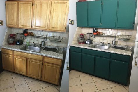 Brighten up your boring kitchen in JUST 5 hours and it's perfect even if you rent! Kitchen Cabinets Cover, Cabinet Covers, Faux Brick Backsplash, Cabinet Cover, Ugly Kitchen, Rental Kitchen, Update Cabinets, Bachelorette Pad, Plywood Cabinets