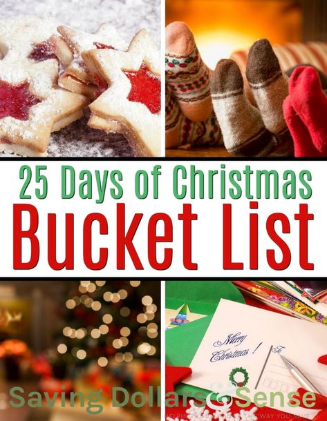 Christmas Bucket List | 25 Days of Christmas Activities to share with your family this year! #Holidays #Christmas #Family #Frugal 25 Days Of Christmas Ideas, 25 Days Of Christmas Activities, Days Of Christmas Ideas, Budget Friendly Christmas Gifts, Christmas Bucket List, Stuffing Casserole, Christmas Bucket, Creative Money Gifts, Hosting Christmas