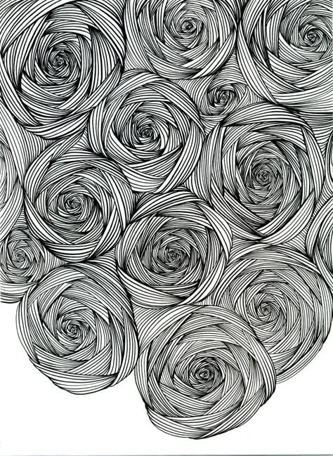 Art Inspiration Drawing For Beginners, Line Art Work Patterns, Roses Line Drawing, Abstract Line Art Pattern, Geometric Pattern Drawing Ideas, Rose Zentangle, Line Rose Drawing, Geometric Pattern Drawing, Pattern Drawing Ideas