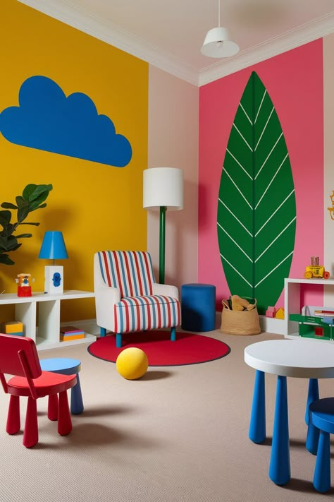 eclectic kids room Primary Color Nursery Ideas, Nursery Primary Colors, Color Nursery Ideas, Primary Color Nursery, Color Nursery, Eclectic Kids Room, Garden School, Kids Rooms Inspo, Kids Room Interior Design