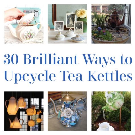 Hello, DIYers! Today we are talking about fun upcycle projects that you can make using tea kettles! If you have some extras laying around or you found a good deal when thrifting, then try this! Tea Kettle Chandelier  This is so unique and interesting! Found Pinterest  Tea Kettle Planter  Give this a try! Found Super […] The post 30 Brilliant Ways to Upcycle Tea Kettles appeared first on DIY Projects by Big DIY Ideas. Upcycle Teapot, Tea Cup Crafts Ideas Diy Projects, Tea Pot Lamp, Teapot Birdhouse, Outside Planters, Diy Pin Cushion, Teacup Crafts, Copper Tea Kettle, Tea Kettles