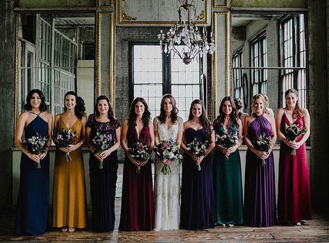 Jewel Tone Bridesmaid, Fall Bridesmaids, Jewel Tone Wedding, Mismatched Bridesmaids, Mismatched Bridesmaid Dresses, Moody Wedding, Wedding Winter, Wedding 2024, Wedding Inspiration Fall