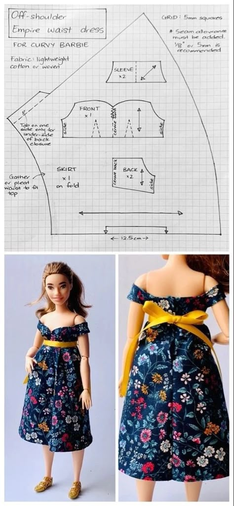 Ken Doll Clothing Patterns Free, Curvy Barbie Pattern, Empire Dress Pattern, Diy Ken Clothes, Curvy Barbie Clothes, Barbie Dress Pattern, Dress Barbie Doll, Sewing Barbie Clothes, Barbie Sewing Patterns