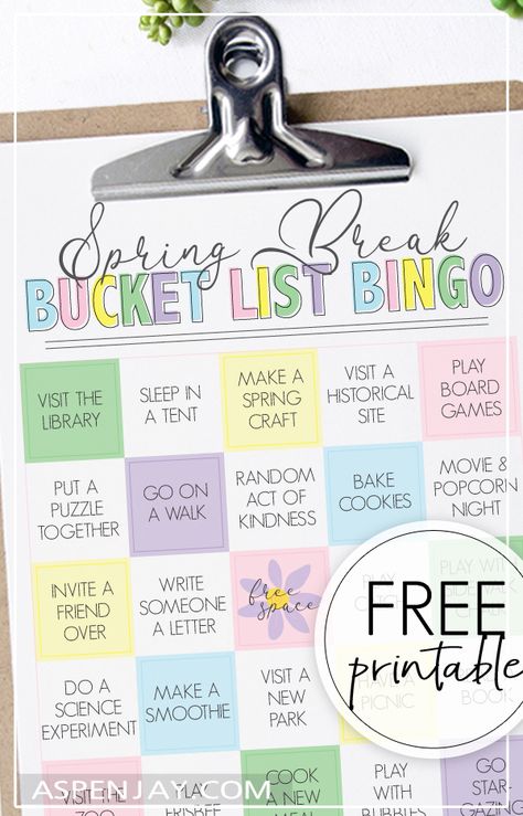 This FREE Spring Break Bucket List Bingo printable is a great way to add a little more fun to your family's week off of school! #bucketlist #springbreakactivities #springbreakbucketlist #bucketlistbingo Spring Break Bucket List, Tent Craft, Bingo Sheets, Activities Ideas, Game Sites, Bingo Printable, Spring Activities, Summer Activities For Kids, Bingo Cards