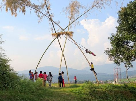 Dashain Swing Photo by Rabi Manandhar Children enjoying in a swing. Swings are installed every year during Dashain festival. Dashain is one of the major festival of Nepal . -- National Geographic Your Shot Dashain Festival Nepal Drawing, Dashain Photo, Nepali Illustration, Dashain Festival Nepal, Dashain Festival, Playful Architecture, Happy Dashain, Old Couple Photography, Nepali Culture